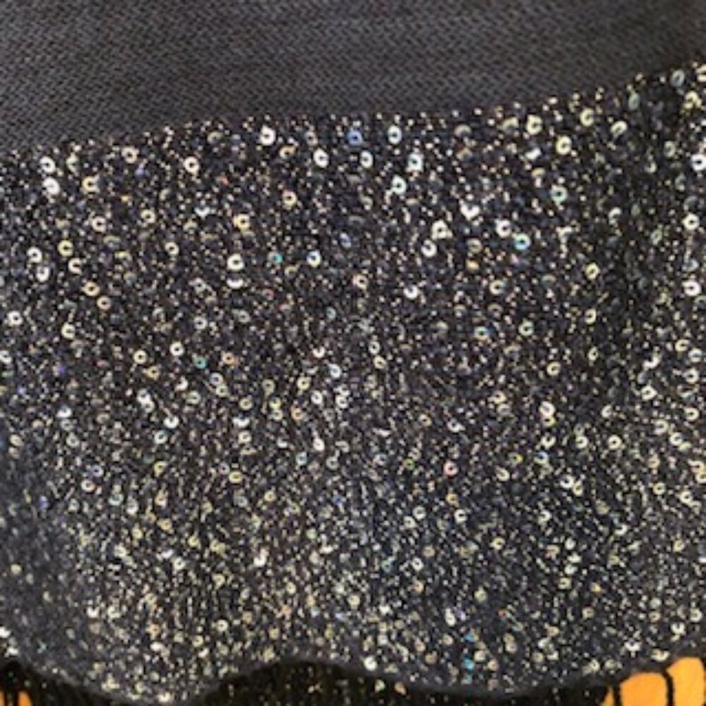 3/$15 Sparkly Navy Blue Sequinned Striped Beaded Oblong Woven Scarf Wrap Shawl - Picture 3 of 6